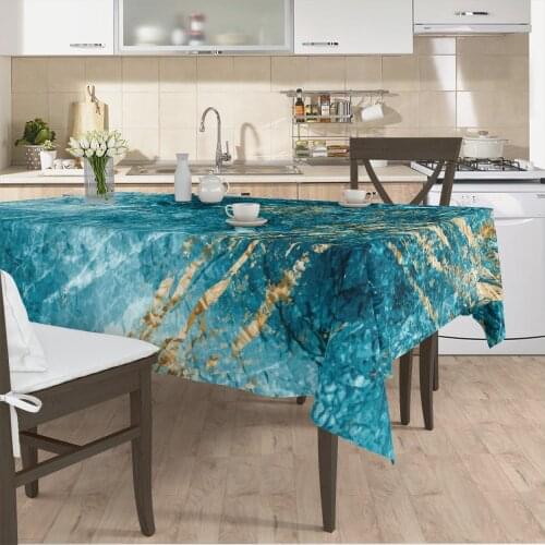 Table cloth living room kitchen cover turquoise marble patterned micro fabric cover with runner pattern Free Shipping