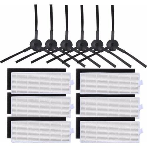 6x HEPA filter & 6x Sponge Filters & 6x side brush Vacuum Cleaner dust filter cleaning brush replacements for ilife A8 A4 A6 A4s