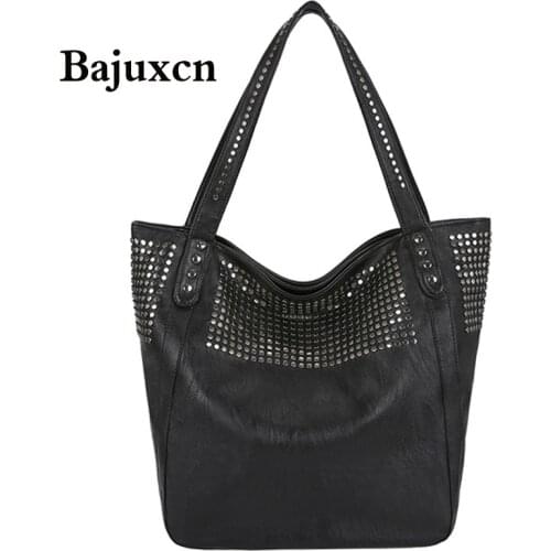 Rivet women bags Brand Designer PU Leather Bags For Women 2021 Simple Fashion Shoulder Bag Lady Luxury High capacity Handbags