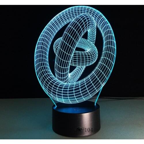 Three Rings Shape 3D LED Table Lamp 7 Colors Change Night Light USB LED Illusion Atmosphere Vision LED Lamp Novelty Gift AW-104