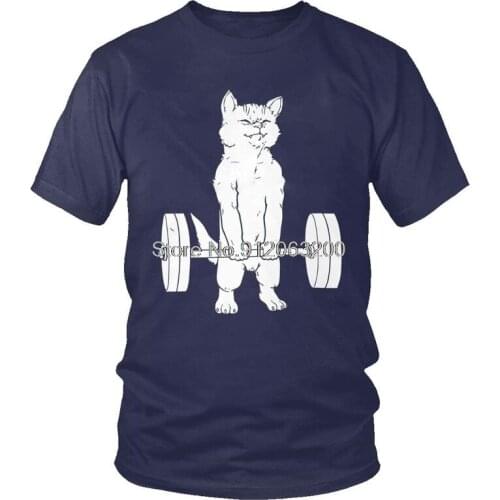 Tvoe Funny Powerlifting Cat Deadlift Lifting T-shirt Mens Harajuku T Shirt Short Sleeve Cotton Tshirt Urban Tee Tops