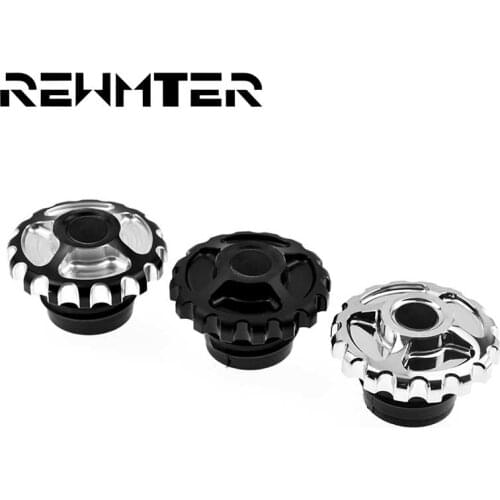 REWMTER Motorcycle Parts CNC Aluminum Fuel Gas Tank Cap For Harley Sportster XL883 XL1200 48 Dyna Touring Softail Black/Chrome