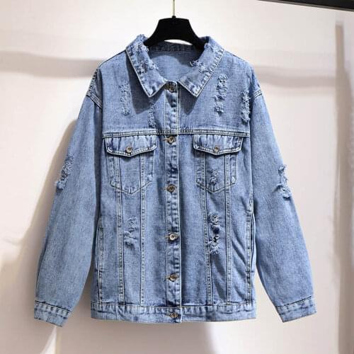 Spring Autumn denim jacket women plus size bust 155cm 6XL 7XL 8XL 9XL 10XL coat women black blue colors