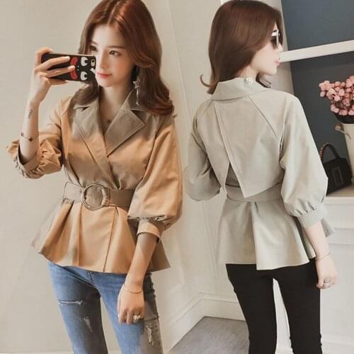 Spring Autumn Korean womens large size slim short windbreaker jacket 2021 new waist Thin wild windbreaker coat tide s372