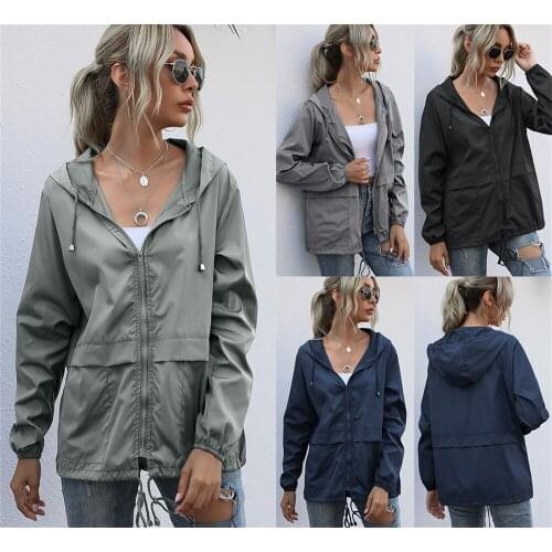 2021 Women Autumn Spring Zipper Streetwear Tactical Waterproof Windbreaker Jackets Female Hooded Hip-hop Pilot Windproof Coats