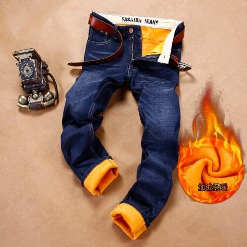 Winter Jeans Mens Warm Fashion Denim Jeans Classic High Quality Fitted New Brand Clothing Plus Velvet Thick Comfortable