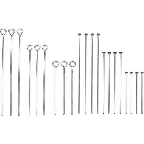 100pcs Stainless Steel Eye Head Pins 20 30 40 50 60 70mm Eye Pins Findings Silver Plated For Diy Jewelry Making Accessories