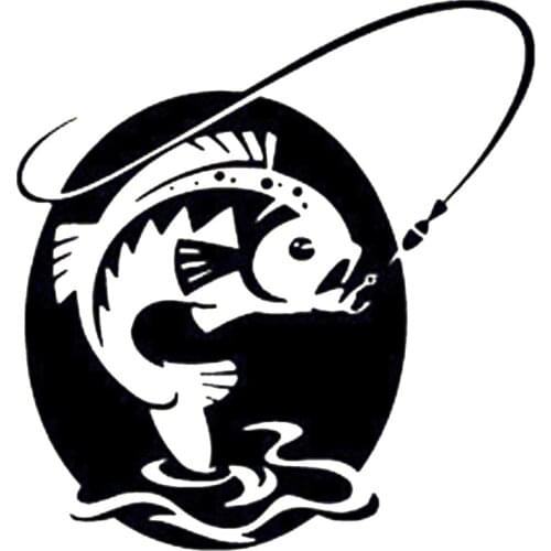 18*17CM Round Fishing Fish Hooked On Ripples Cute Animal Fish Vinyl Car Wrap Car Accessories Decor Decals