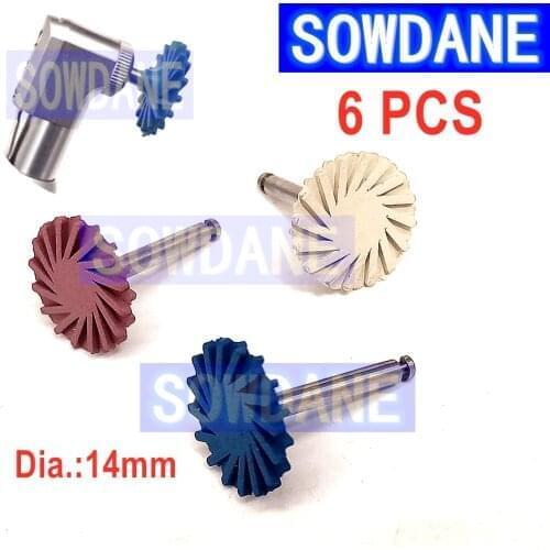 6 Pcs/Box Dental Composite Resin Polishing Disc Kit Spiral Flex Brush Burs Diamond System RA disc 14mm wheel