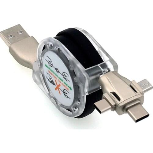 Xiaomi Lot of 4pc 3 in 1 usb multi charger data cable Portable Round Box Retractable USB Charging Cable