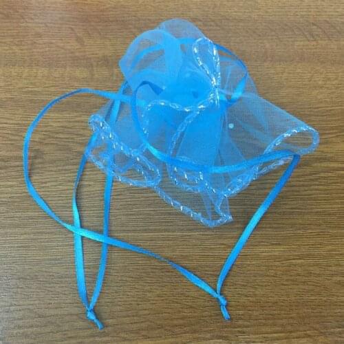 35cm 500pcs Sky Blue Candy Bags For Wedding Round Christmas Organza Bags Gift Packaging Bags Women Drawstring Package Display