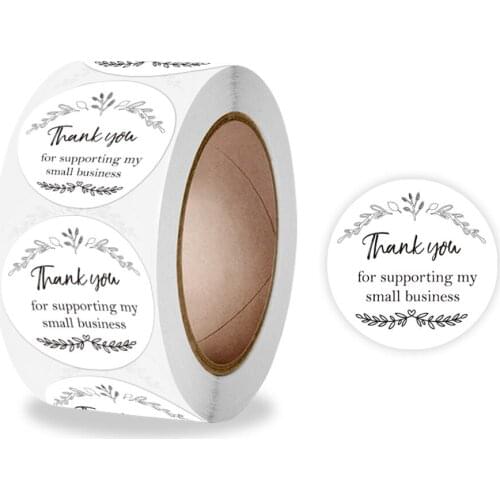 Fashion 1 Inch 500Pcs/Roll WhiteSticker Labels Thank You for Support My Small Business Gift Bags Card Packaging Wrapping