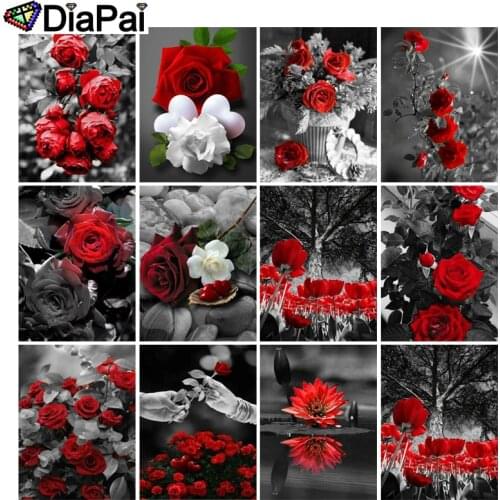 DIAPAI 5D DIY Diamond Painting 100% Full Square/Round Drill "Rose flower landscape" 3D Embroidery Cross Stitch Home Decor