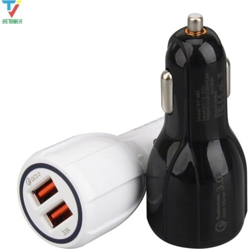 Car Charger QC3.0 quick charge For Iphone X XR XS MAX Tablet Fast Charger 2USB Car Phone Adapter for iphone X 6 6S 7 8Plus 50pcs