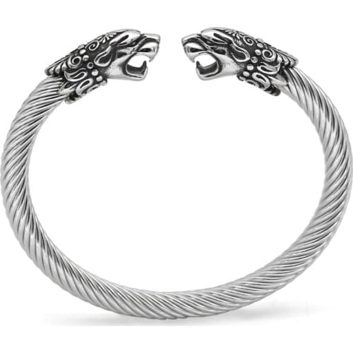 Stainlesss steelviking wolf bangle viking cuff bracelet viking jewelry men with valknut gift bag