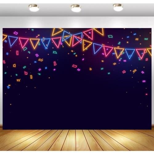 Black Wall Colorful Light Stick Club Party Backdrop Photography Sweet Girl Women Birthday Home Decor Photo Background