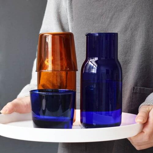 Nordic style colored glass transparent pot cup set for one person drinking heat-resistant flower tea cup new coffee milk cup