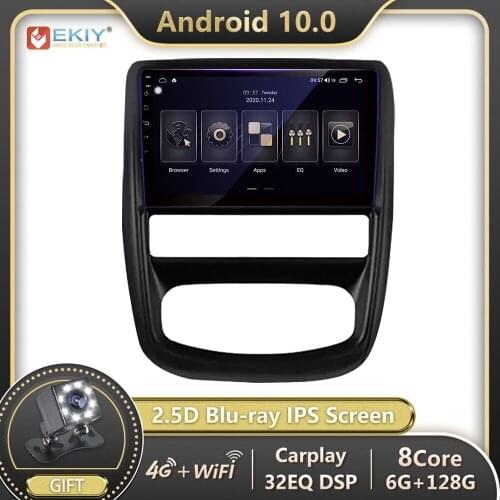 EKIY Blu-ray IPS 6+128G Android 10 For Renault Duster 1 2010-2015 For Nissan terrano 2014-2020 Car Radio Mutimedia Player GPS BT