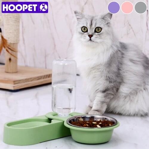 HOOPET 2-in-1 Cat Feeder Bowl Fountain For Cat Automatic Water Feeding Cat Bowl Drinker For Cats Adjustable Angle Bowl For Pet