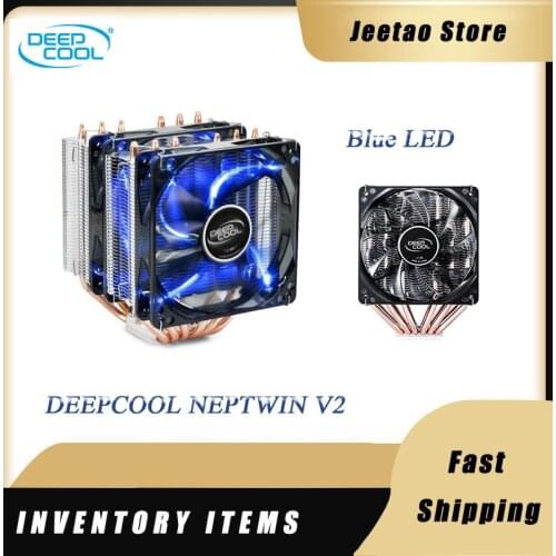 DEEPCOOL NEPTWIN V2 6 heatpipes CPU cooler radiator double 120mm LED Blue fan quiet For intel 2066 2011 115x AMD AM4 AM3 AM2