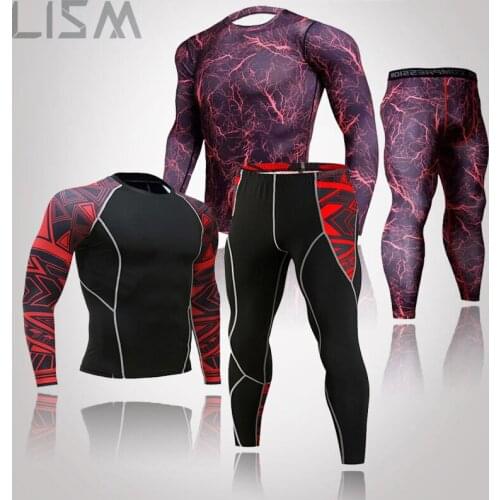 2021 Brand Mens Fitness Running Suit Jogging Suit Rash Guard Gym Clothing Mens Fitness Training MMA Guard Compression Suit