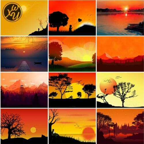 Diamond Painting Kits for Adults Sunset Scenery Rhinestones Embroidery Round Square Cross Stitch Drill Mosaic Art for Home Decor