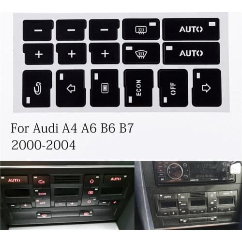 16 Keys Car Air Condition AC Climate Control Button Repair Stickers Decals For Audi A4 B6 B7 2000 2001 2002 2003 2004