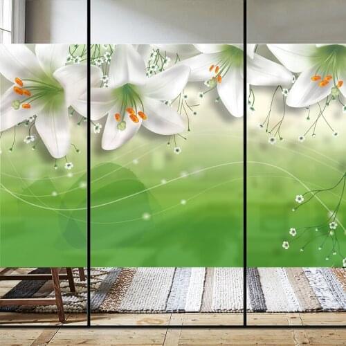 Customized rubber frosted glass stickers kitchen balcony window film transparent opaque sliding door sunscreen green leaf vine