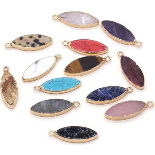 Natural Stone Pink Quartz Crystal Pendant Charms Tiger Eye Jades Pendants for Jewelry Making DIY Necklace Earring Size 10x30mm