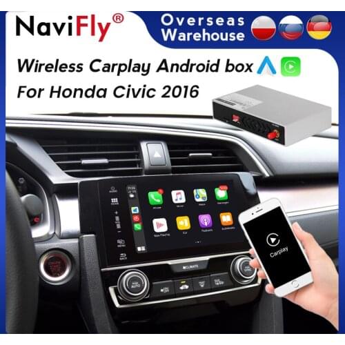 Navifly Android Auto Wireless Apple CarPlay Decoder Box For Honda Civic 2016 Support Siri Map Google Maps Mirror Link