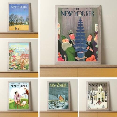 The New Yorker 1955 January 8 Magazine Cover Vintage Landscape Poster Prints Wall Art Canvas Painting Room Home Decor