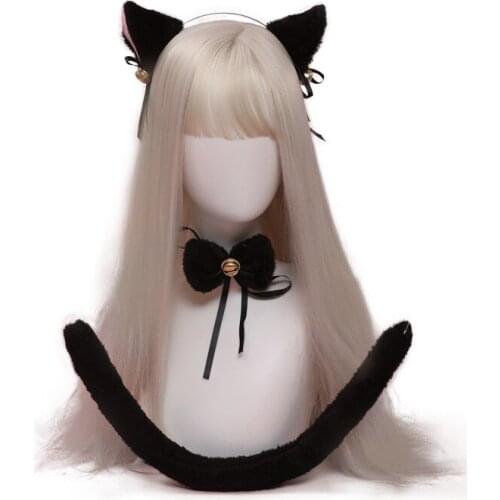 Cat Ears and Tail Clothing Accessories Anime Cosplay Hair Hoop Sexy Lace Collar Suitable for Role-playing Halloween Accessories