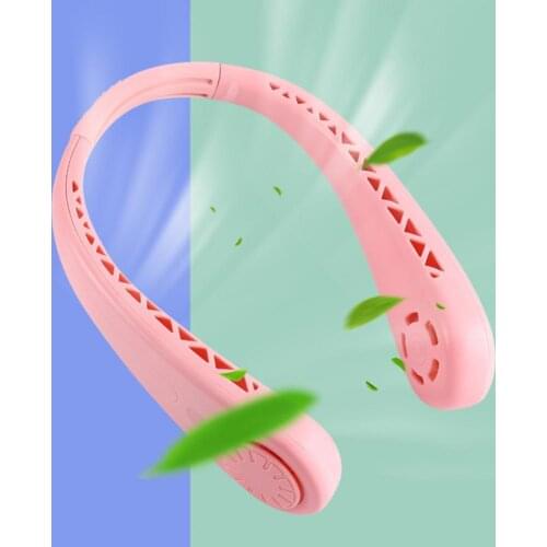 Cooling Fan Powerful Airflow Adjustable Plastic Mini Hanging Neck Fan for Home