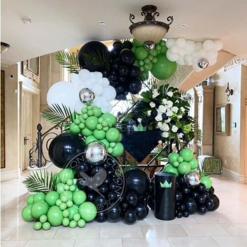 Olive Green Black White 4D Silver Aluminum Film Balloons Baby Shower Garland Arch Boy Girl Birthday Party Wedding Decor Supplies
