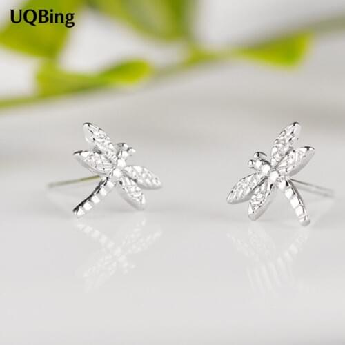 Wholesale Sterling Silver Jewelry Earrings 925 Sterling Silver Dragonfly Stud Earrings Brincos Pendientes de plata