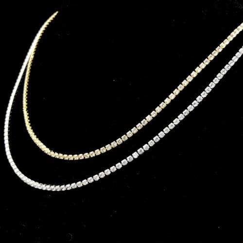 Micro Tennis Necklace in Yellow Gold and white gold