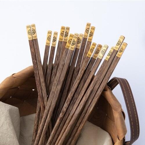 5 pairs Natural Wooden metal head Chopsticks No Lacquer No Wax Healthy Sushi Rice Chopsticks Hotel Tableware chopsticks