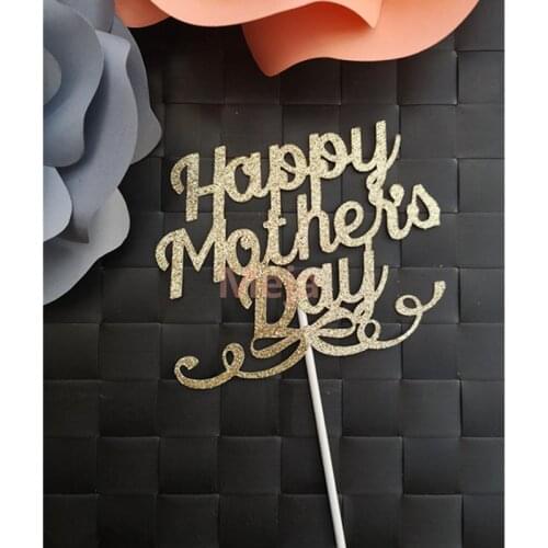 Personalised Happy Mothers Day custom Gold Silver Glitter Cake Topper New Party Cake For Mum Decor Party Decorations