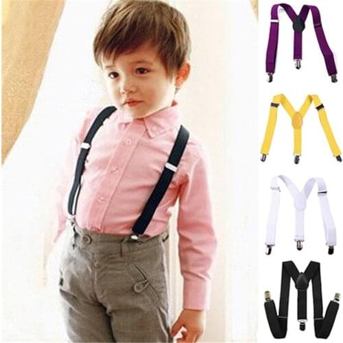 16 Color Baby Fashion Adjustable Clip-on Y-Back Brace Belt Child Elastic Suspenders with kids Wedding Ties Accessories