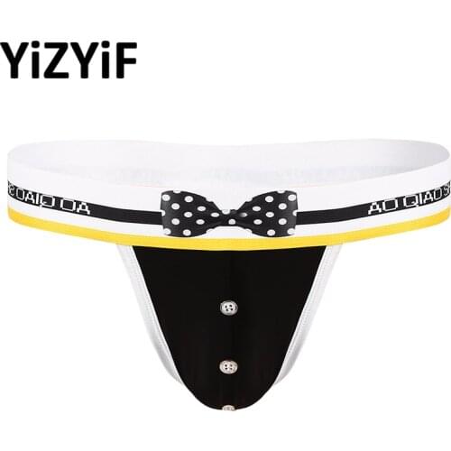 Sexy Men G-strings And Thongs Underwear Mens Stretchy Low Rise Underpants Print Bowknot Male Underwear Sexy Panties G-string