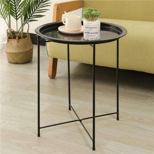 Modern Folding Metal Round Bistro Coffee Table Patio Indoor Outdoor Furniture Summer