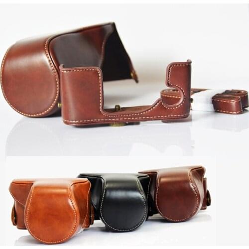 Camera bag for Fuji X-A3 PU Leather case for FujiFilm FinePix X-A1 X-A2 XA3 X-M1 Protective Cover Shoulder Strap Steel Plate