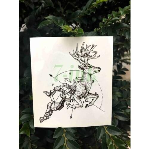 Waterproof Temporary Tattoos sticker Needle painting running geometry deer tatto Water Transfer fake flash tatoo for woman man