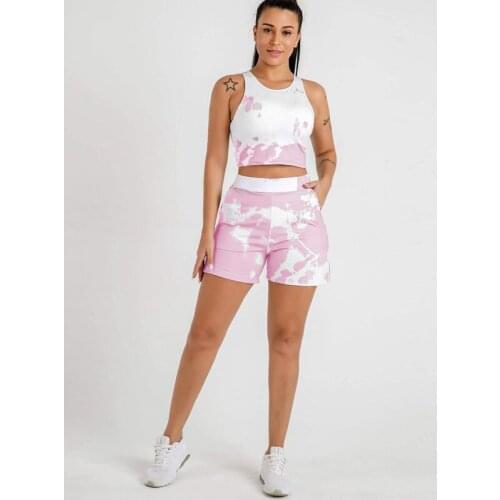 Women Clothing Two Piece Set Spring Summer World Map Print T-shirt Crop Top+biker Shorts Sets Tracksuit Lounge Wholesale Items