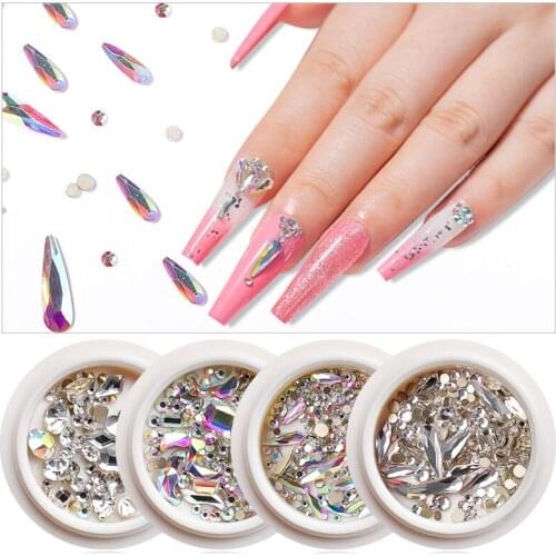 1Box Crystal Nail Art Rhinestones Shiny Glass Nail Stones Gems For 3D Nails DIY Manicure Decorations