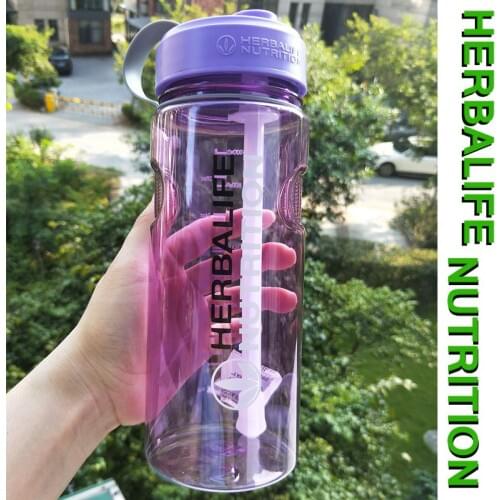 1L/1000ml Classic and New design Purple Gray Pink Green Herbalife nutrition sports space straw water bottle with lid scale mark