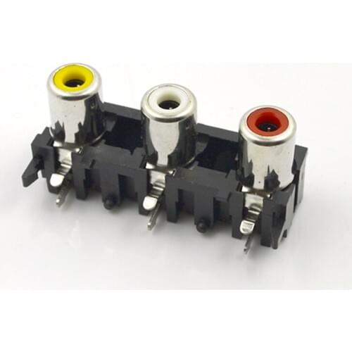 10pcs RCA Plug Audio Video Socket AV/RCA Copper Core Socket Sealed 3 Holes AV Three Yellow White Red
