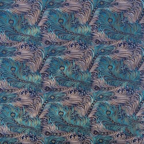 100*75cm Peacock Tail Pattern Brocade Silk Fabric For Diy Sewing Hanfu Costume Antique Cheongsam Tang Suit Apparel Fabric Crafts