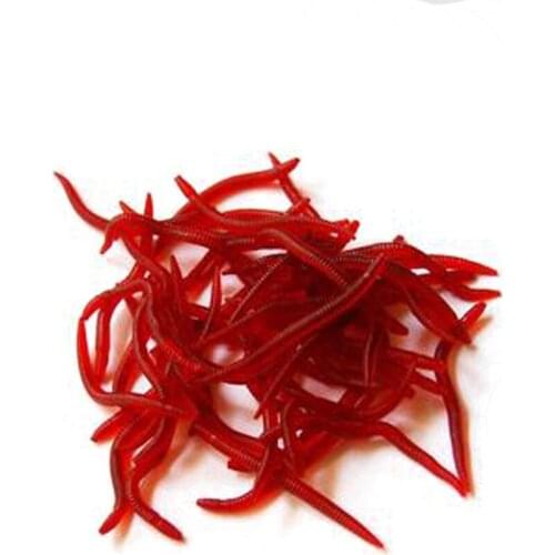 100pcs 4.5cm Bloodworm Soft Fish Bionic Baits PVC Earthworm Fish Baits Lures Red