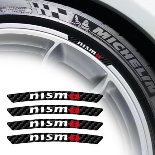 4pcs Car stickers refitting wheel sticker For NISMO Nissan mini R50 Qashqai Micra carbon fiber Rims decorative exterior parts